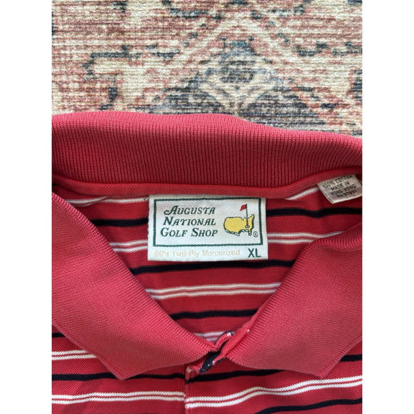 Augusta National Golf Shop Masters Red Striped Cotton Golf Polo Shirt Men XL - Picture 2 of 9